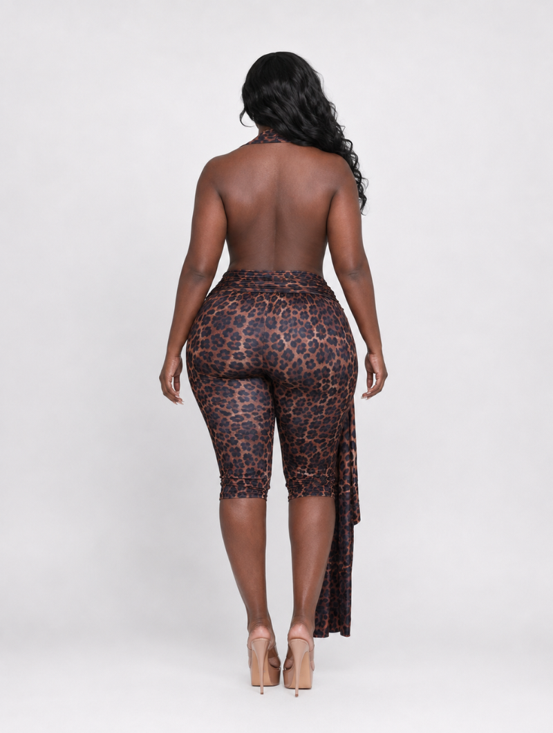 Wild Leopard Plunge Jumpsuit