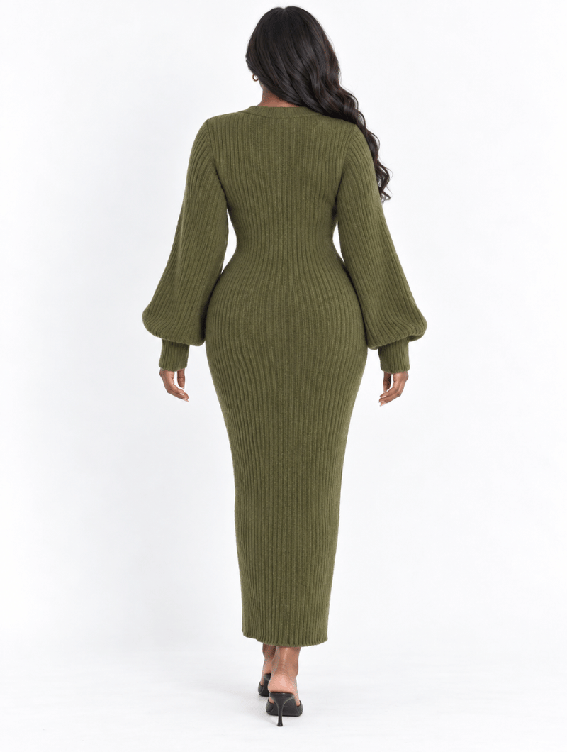 Ribbed Cardigan Maxi Dress