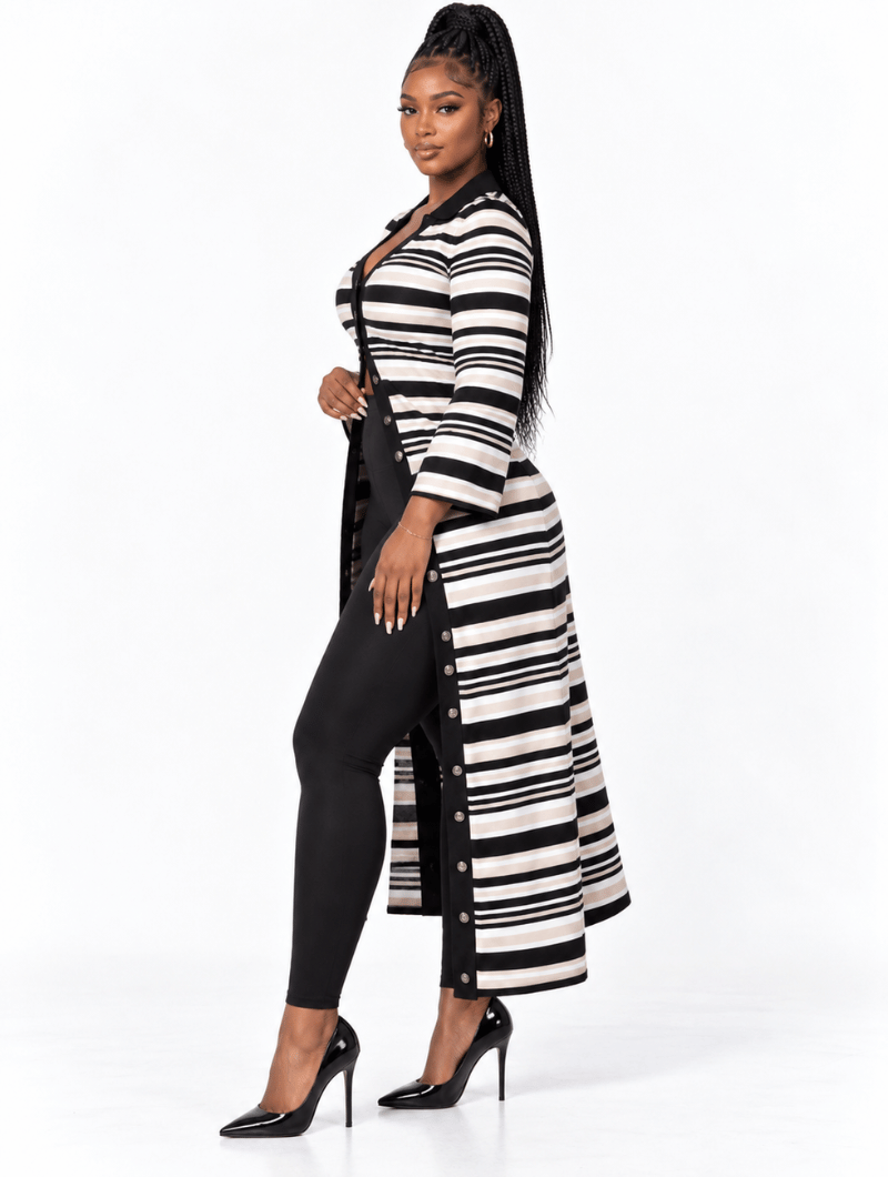 Striped Maxi Duster Cardigan