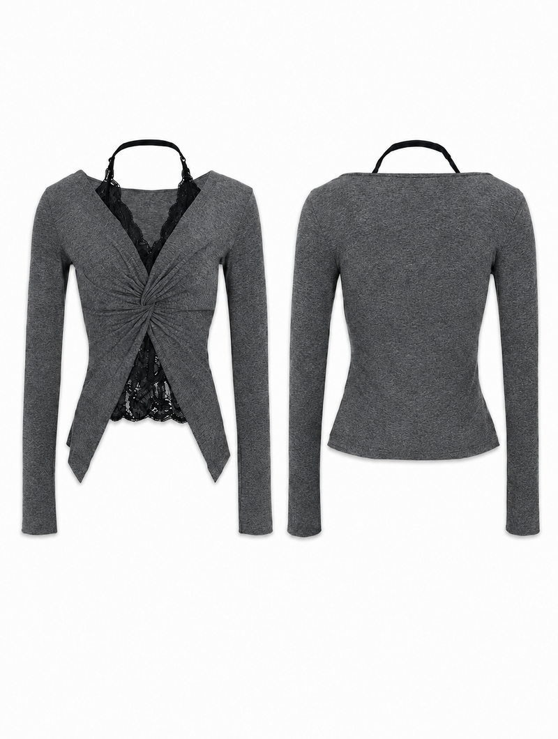 Twist Lace Layered Top