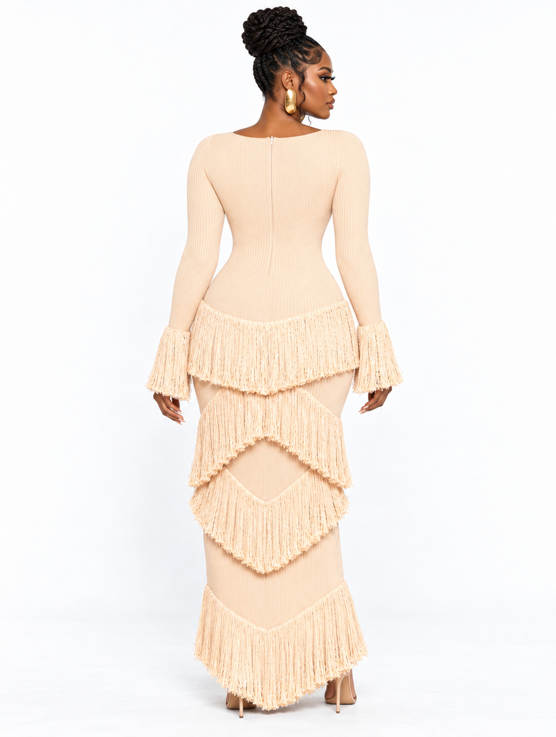 Tiered Fringe Maxi Dress