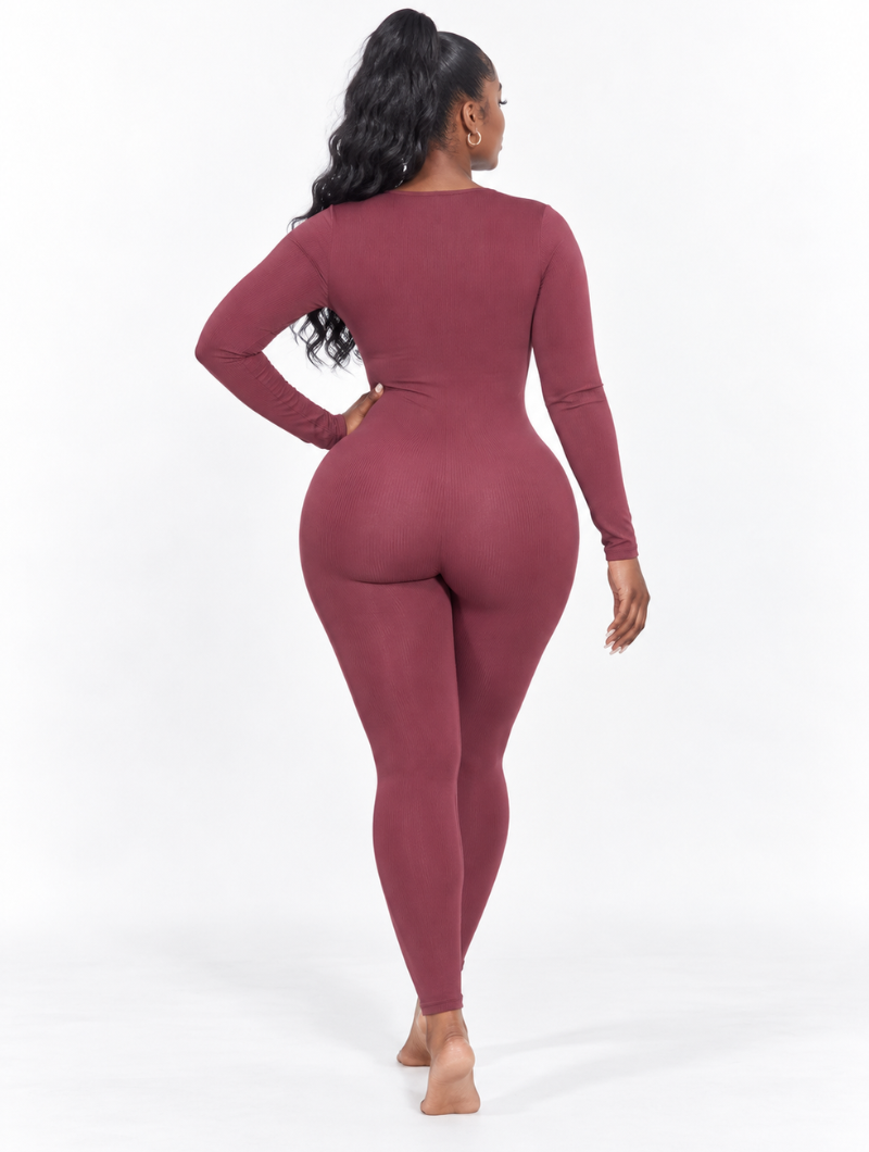 Hourglass Ribbed Plunge Jumpsuit