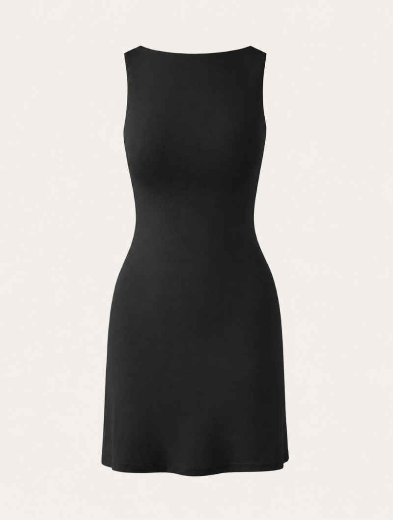 Backless Boatneck Mini Dress