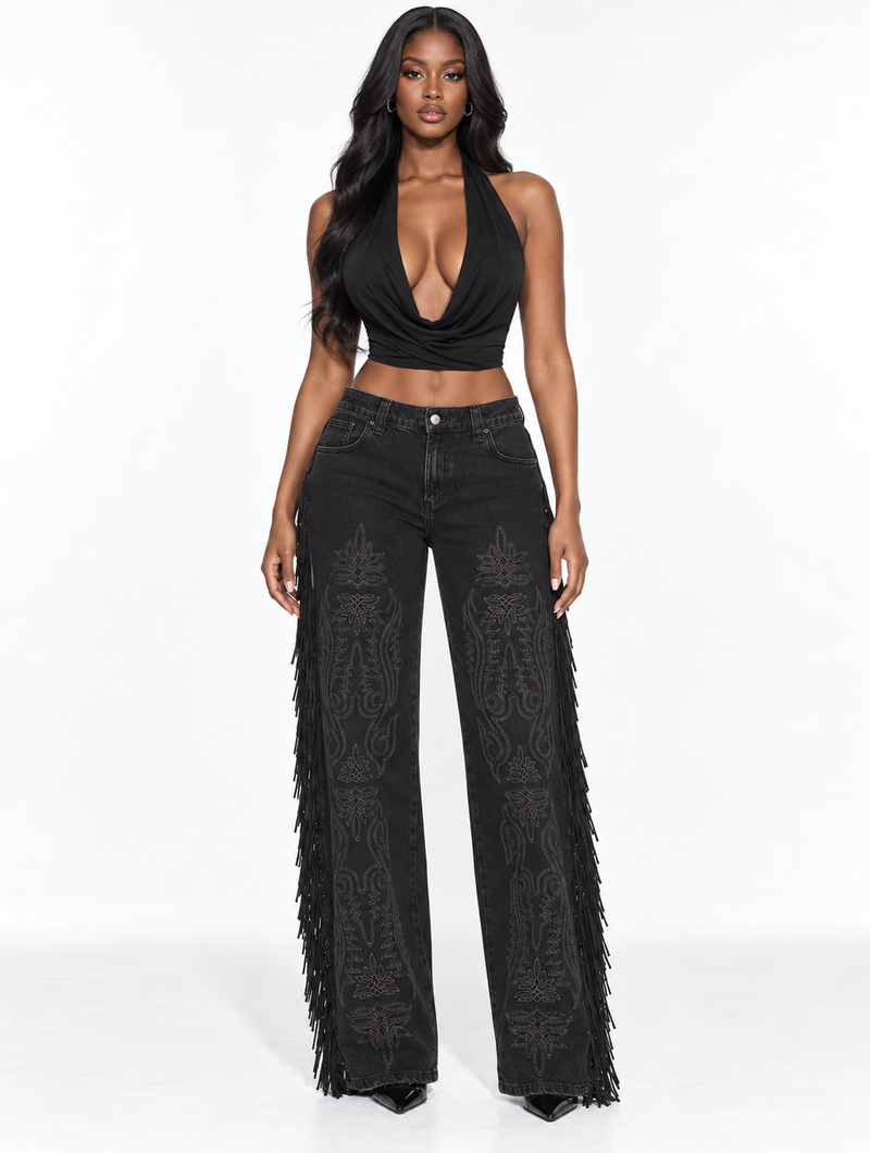 Western Stitch Fringe Jeans