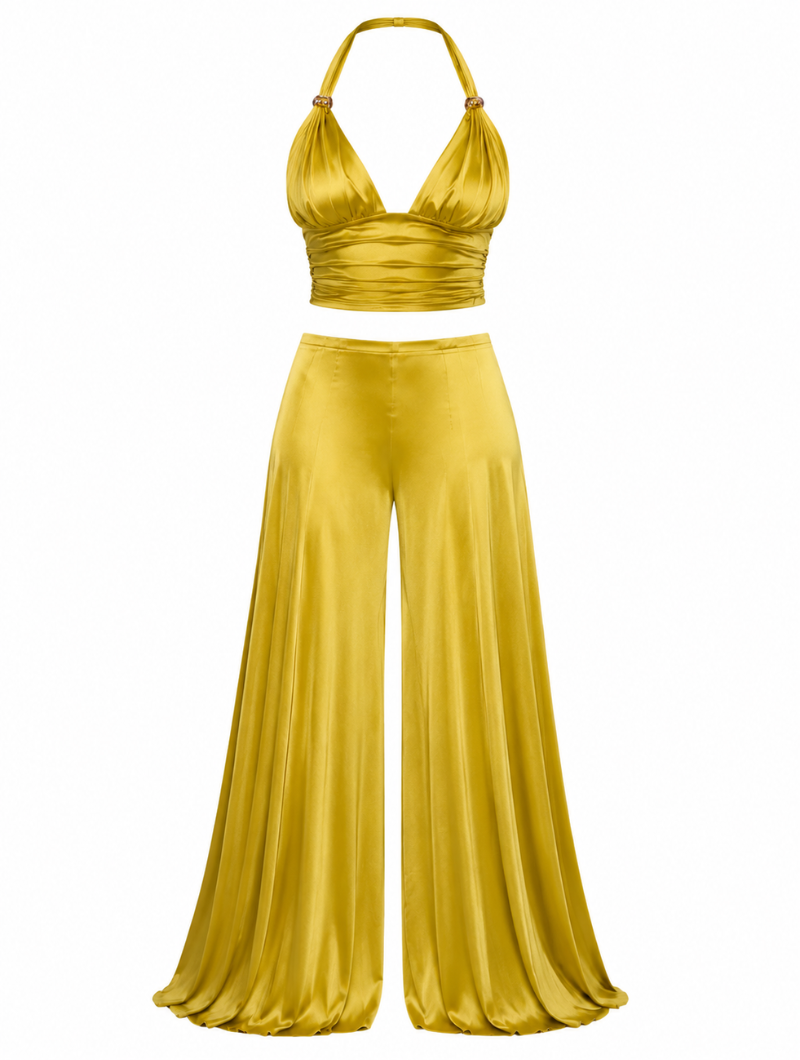 Gold Satin Palazzo Set