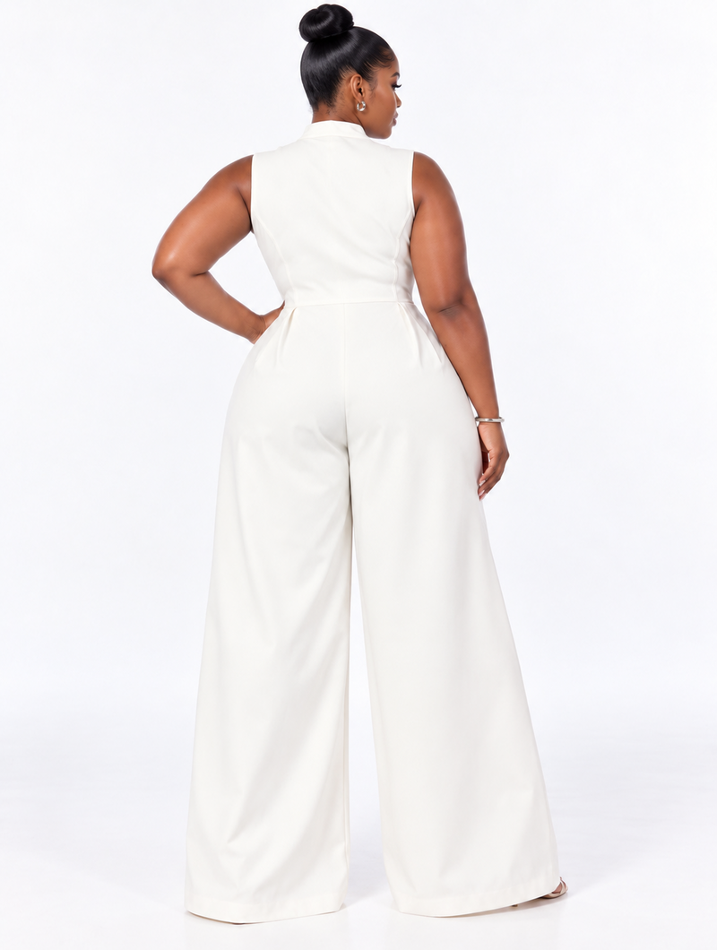Chic Pleat Wide Jumpsuit
