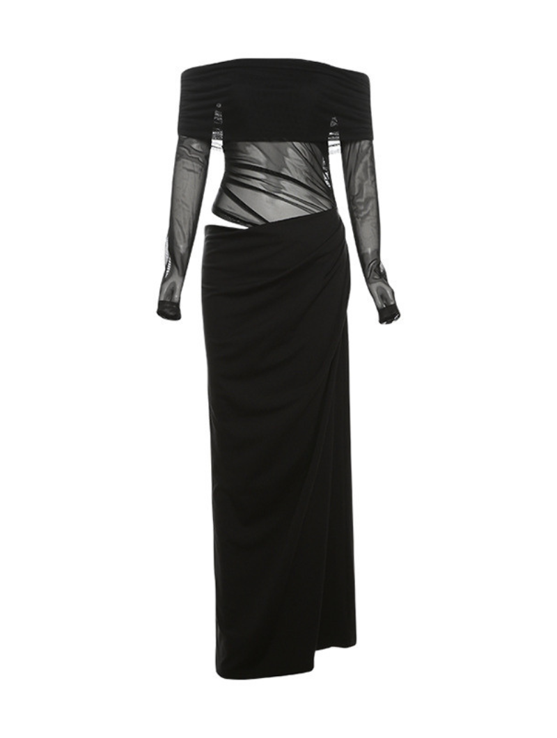 Off-Shoulder Mesh Maxi