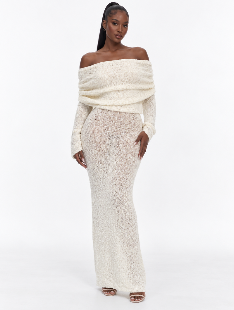 Ivory Foldover Knit Maxi