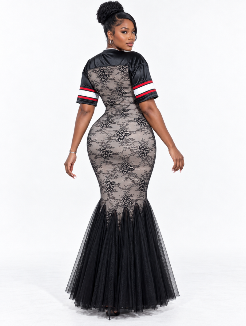 Lace Jersey Mermaid Gown