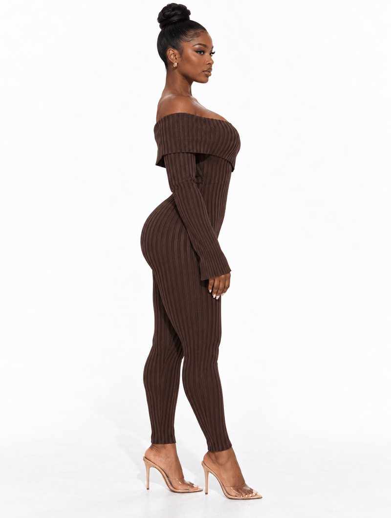 Foldover Rib Knit Catsuit