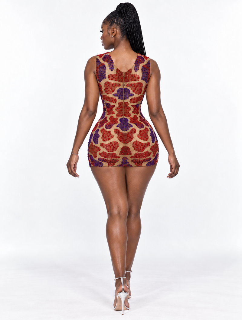Illusion Gem Mini Dress