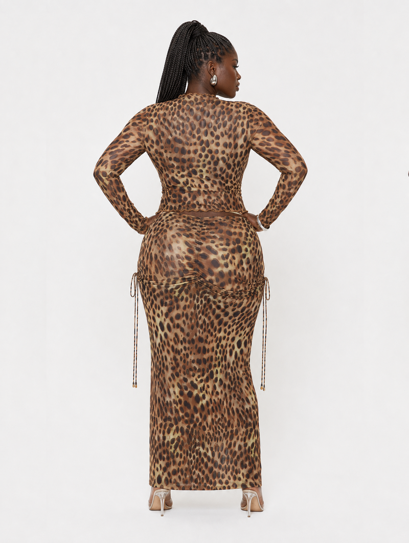 Leopard Ruched Maxi Set