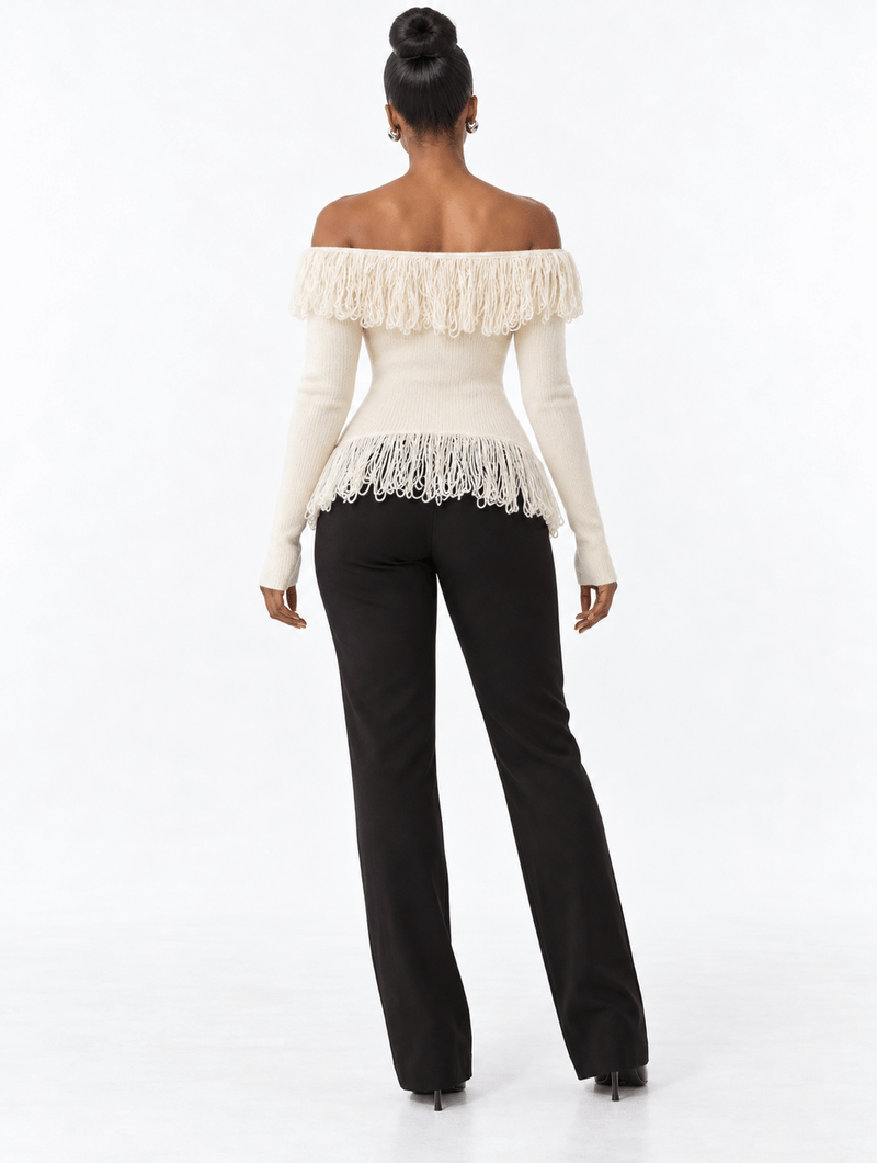 Off-Shoulder Fringe Top