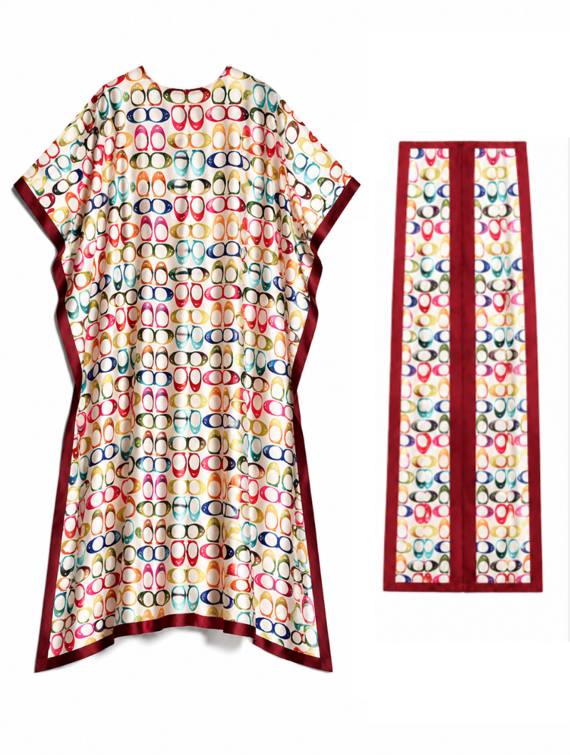 Rainbow Silk Kaftan Set