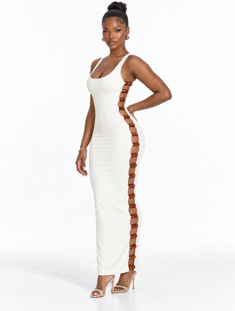 Beaded Cutout Maxi Dress