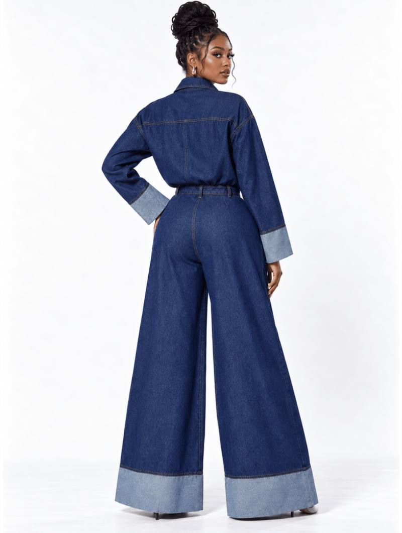Retro Wide Denim Jumpsuit (Pre-Order)