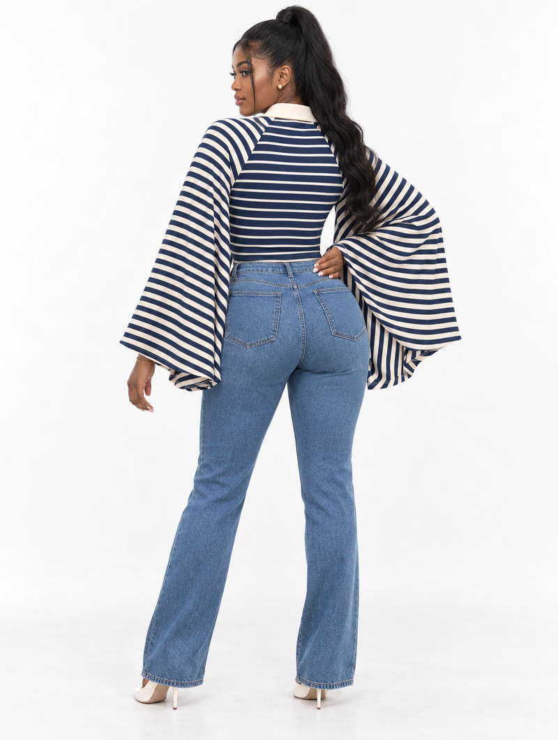 Striped Wing Polo Top