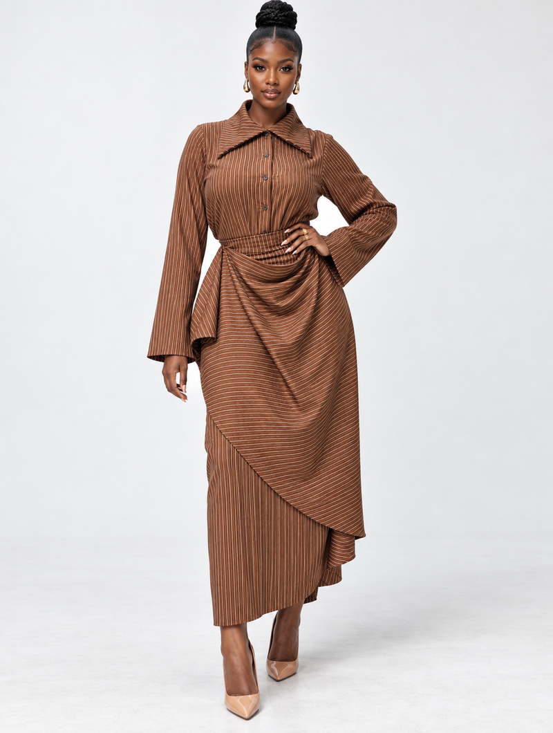 Mocha Drape Maxi Dress