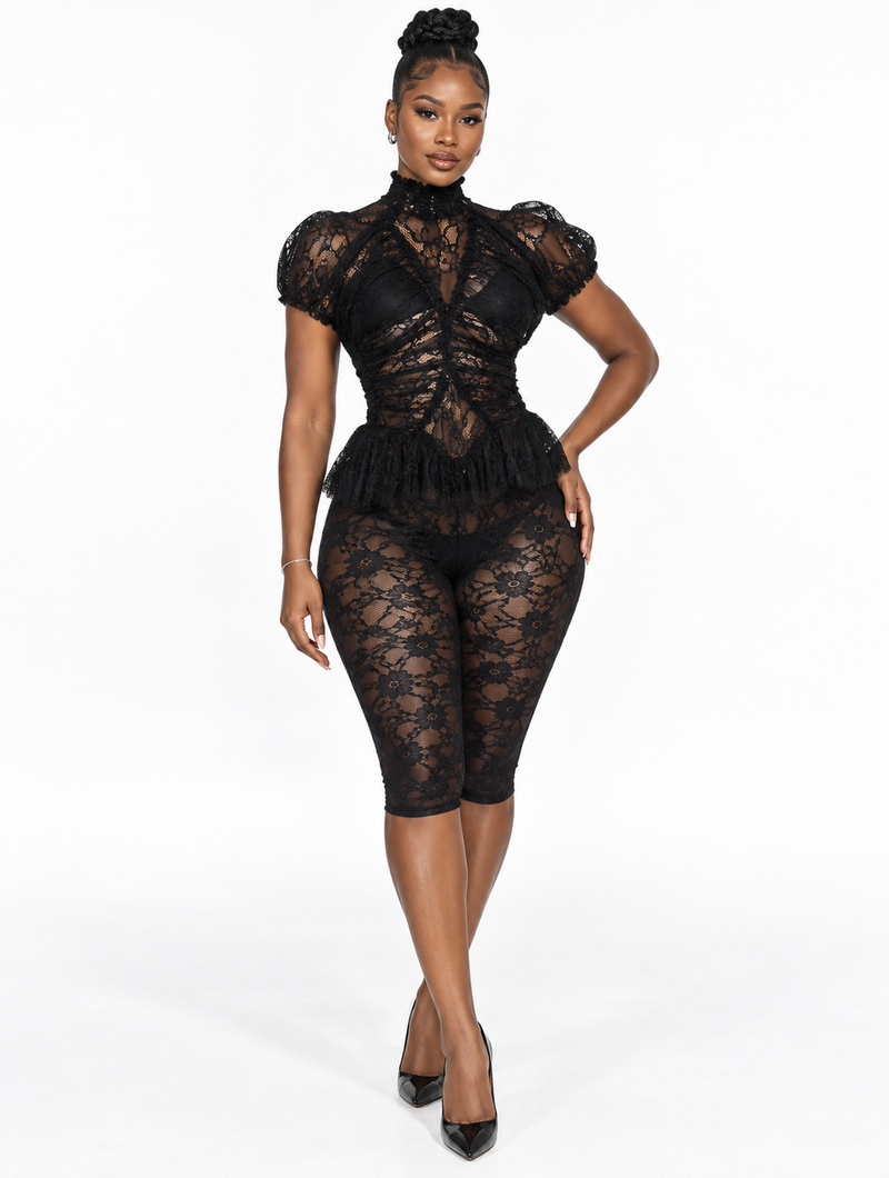 Floral Lace Peplum Set