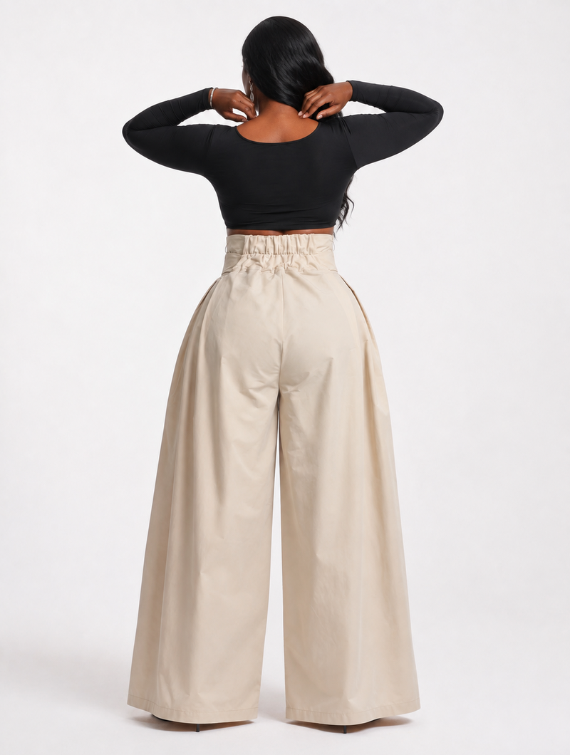 Cinched Drape Wide Pants