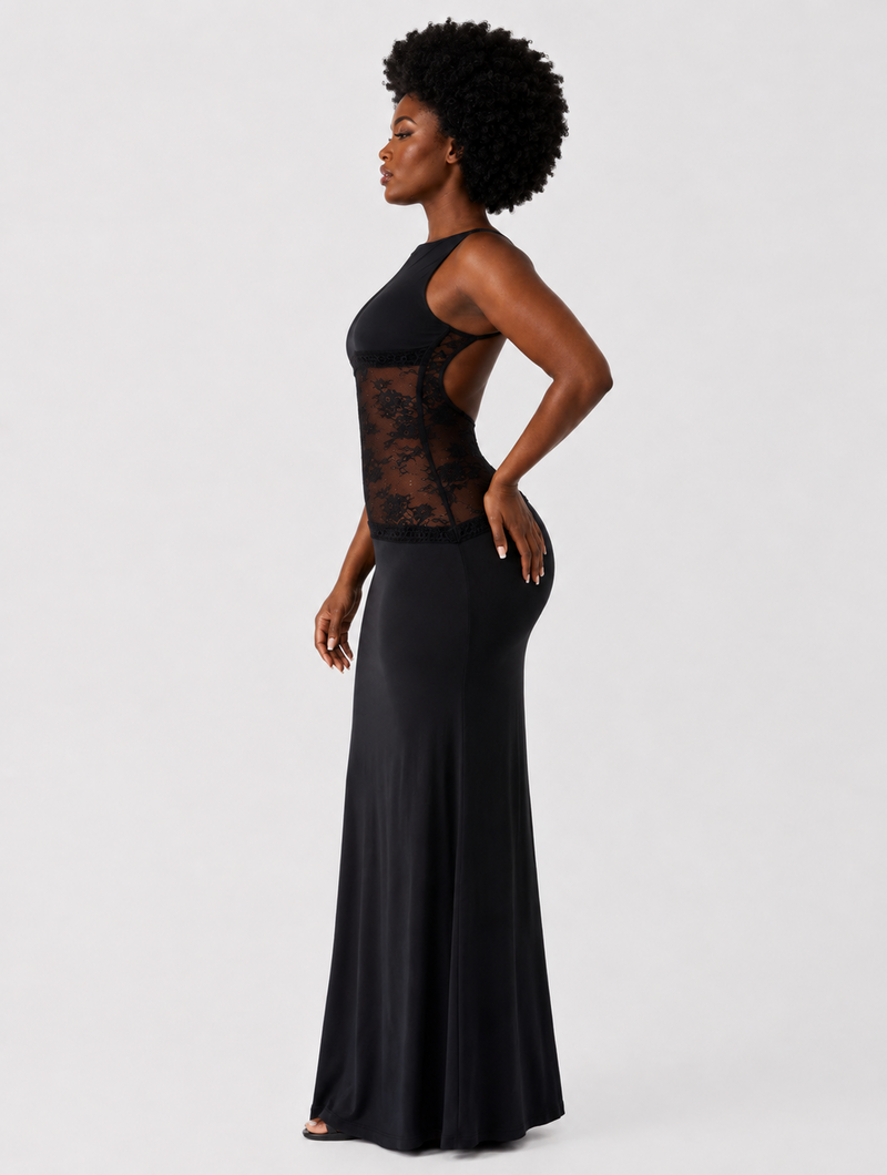 Lace Waistband Maxi Dress