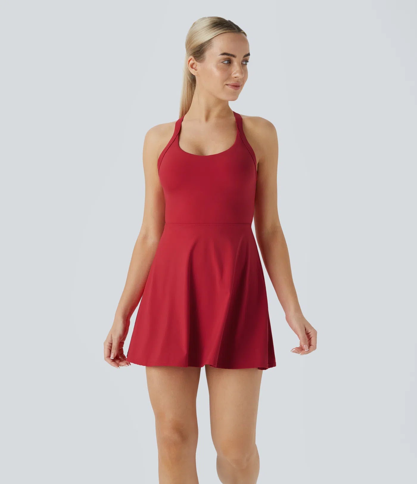 Breathable open-back twist sports dress