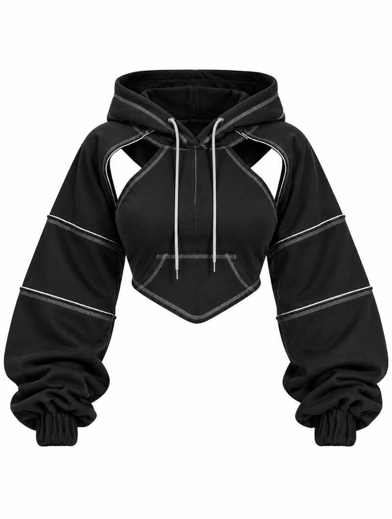 Cutout Tie-Back Hoodie