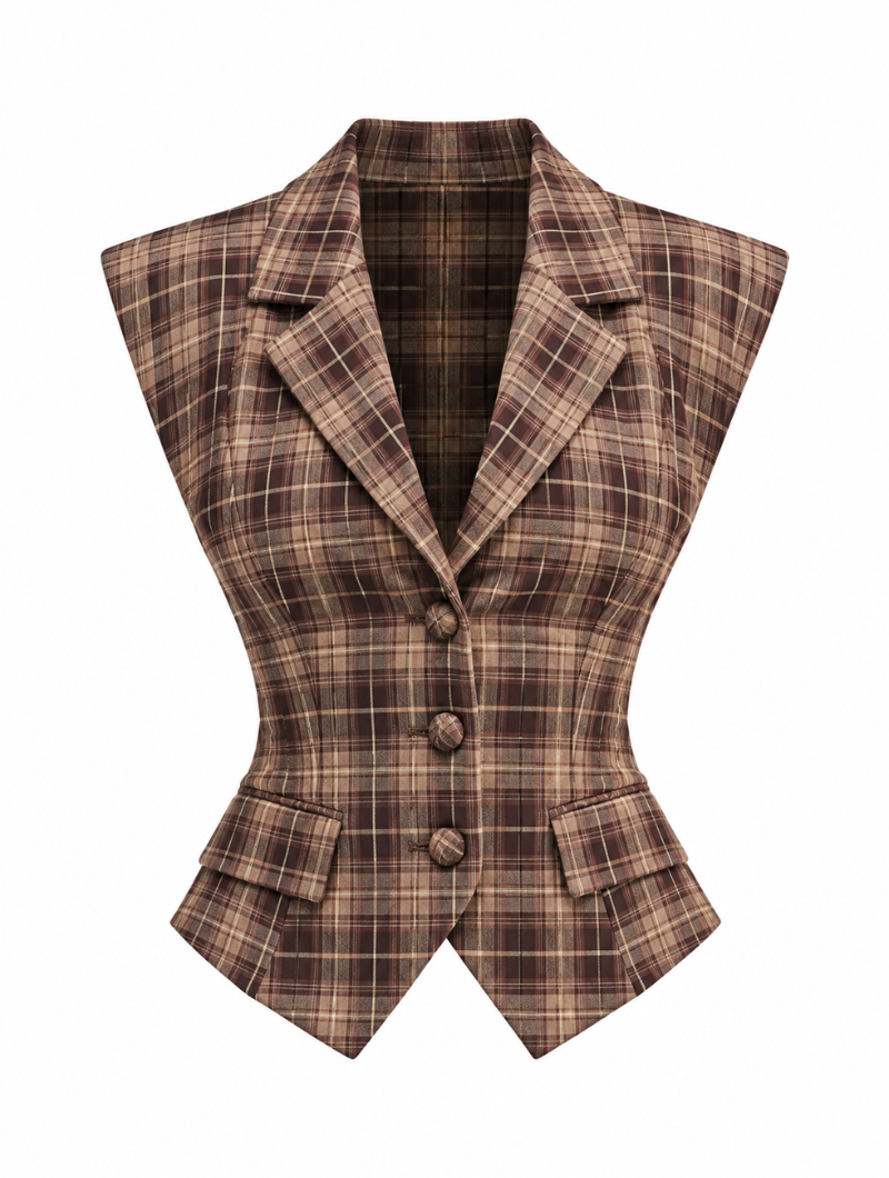 Vintage Plaid Trouser Set