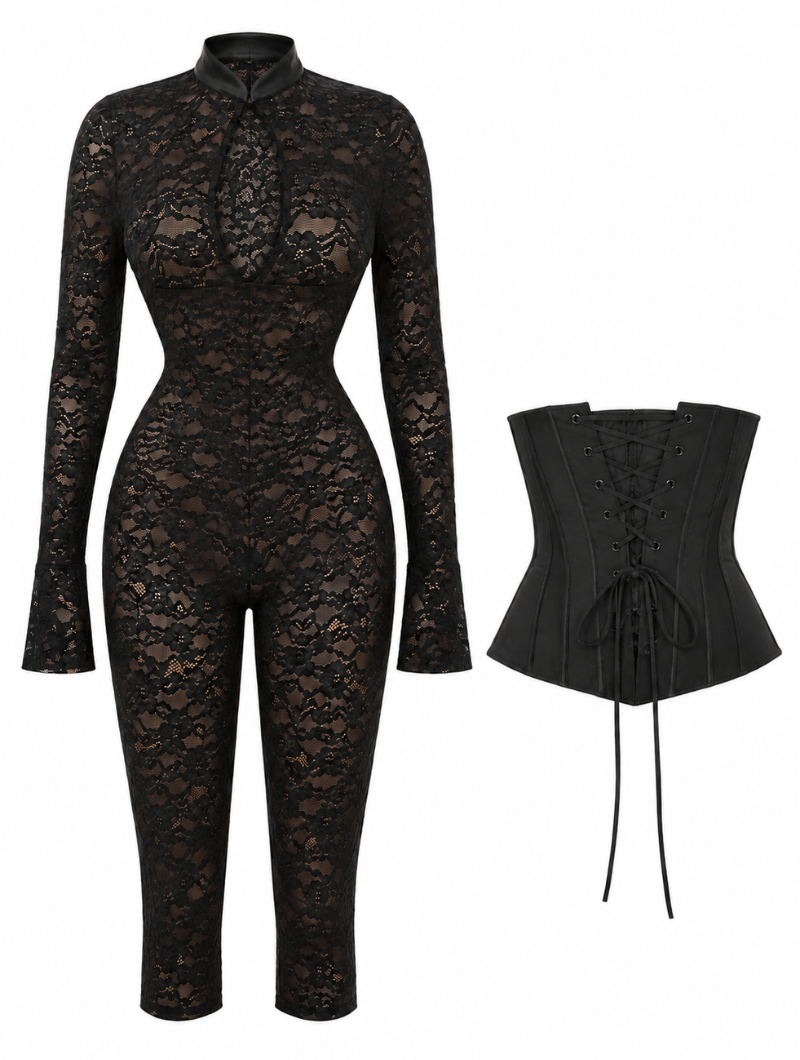 Lace Capri Corset Jumpsuit