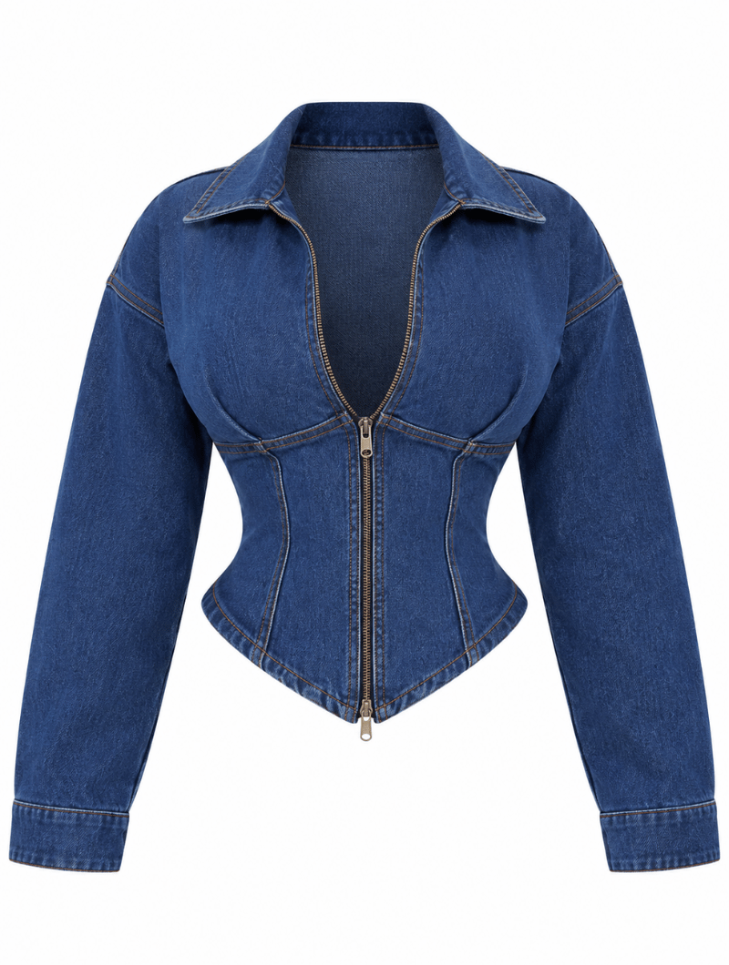 Denim Corset Leather Set