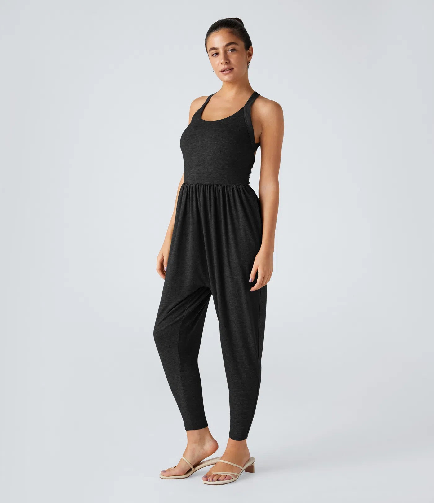 U Neck Relaxed Pocket Jumpsuit