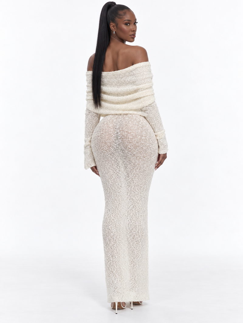 Ivory Foldover Knit Maxi