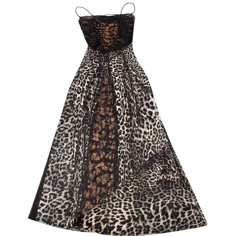 Leopard print V-neck dress