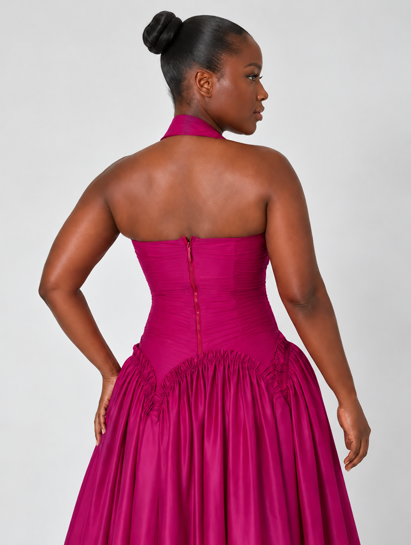 Fuchsia Halter Two-Piece Set