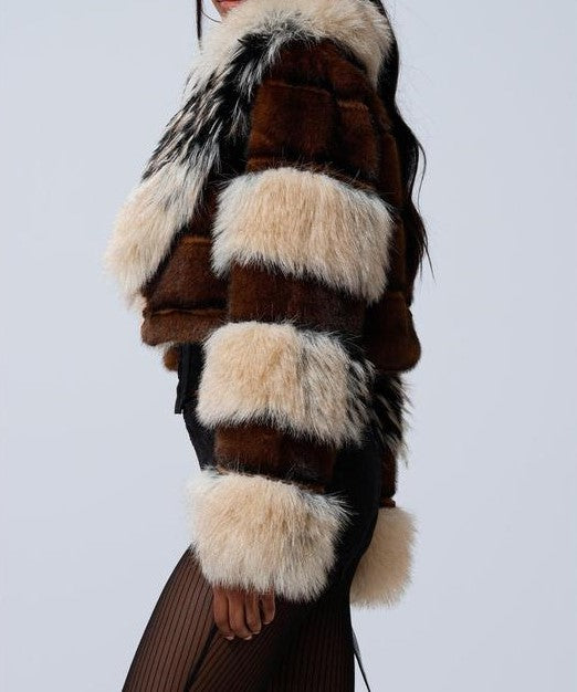 Glam Portia Faux Fur Cropped Coat
