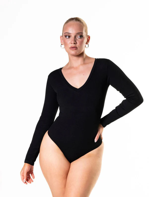 High Stretch Long Sleeve V-NeckBodysuit