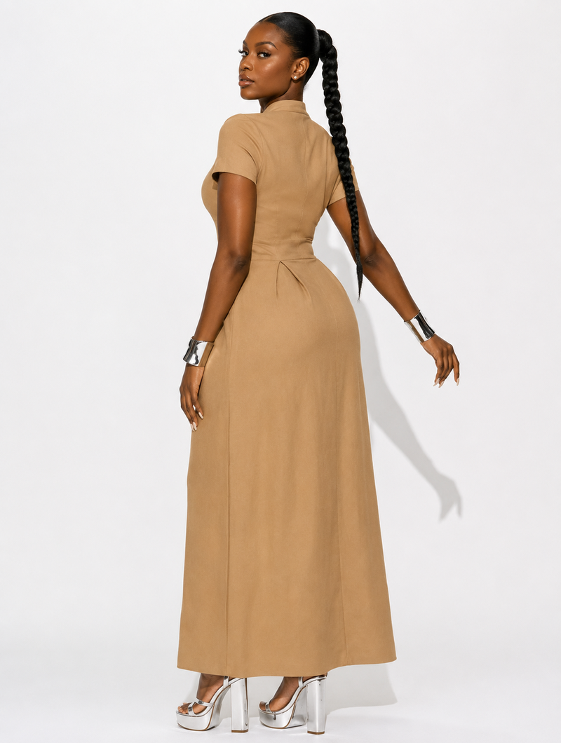 Zip Front Maxi Dress
