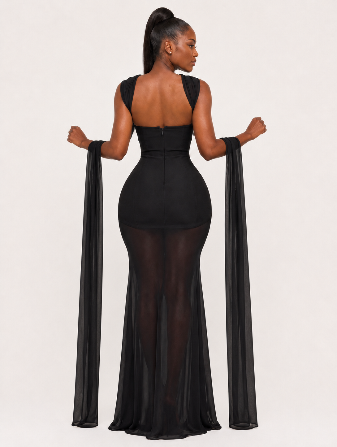 Black Scarf Corset Gown