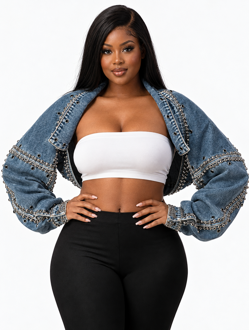 Studded Denim Shrug