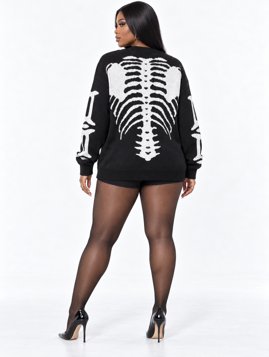 Skeleton Rib Knit Cardigan