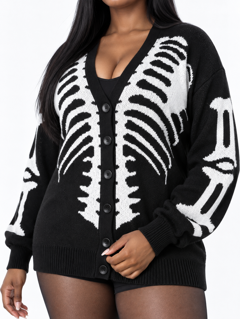 Skeleton Rib Knit Cardigan