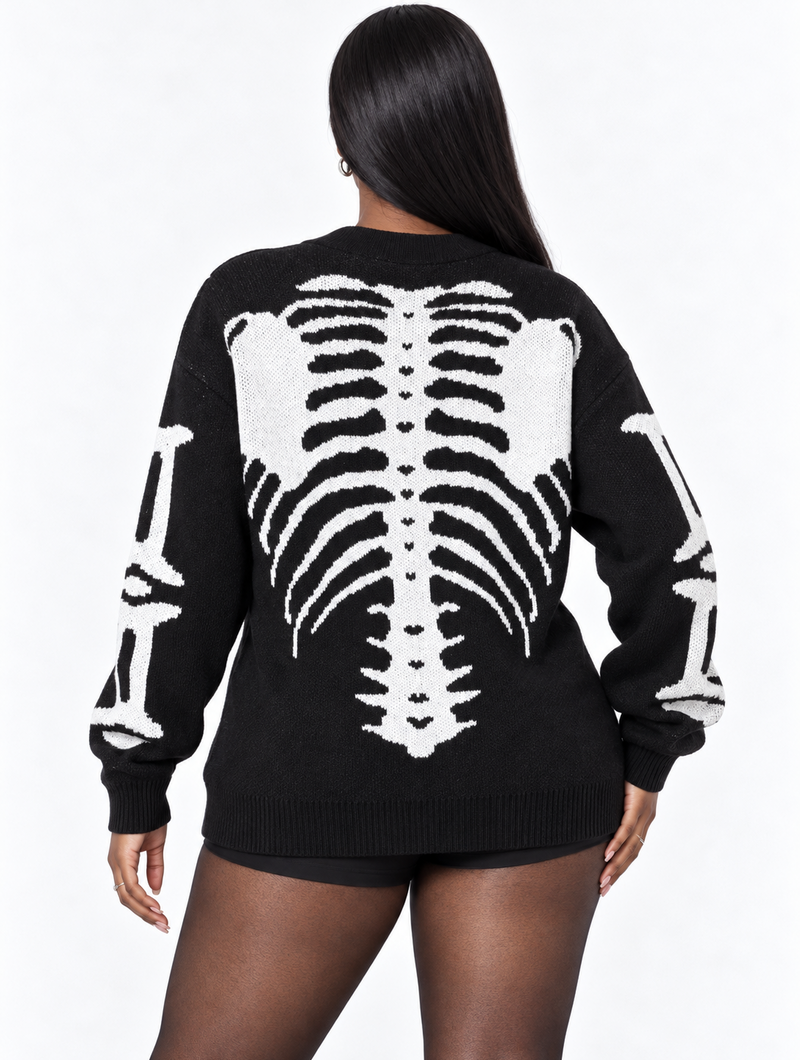 Skeleton Rib Knit Cardigan