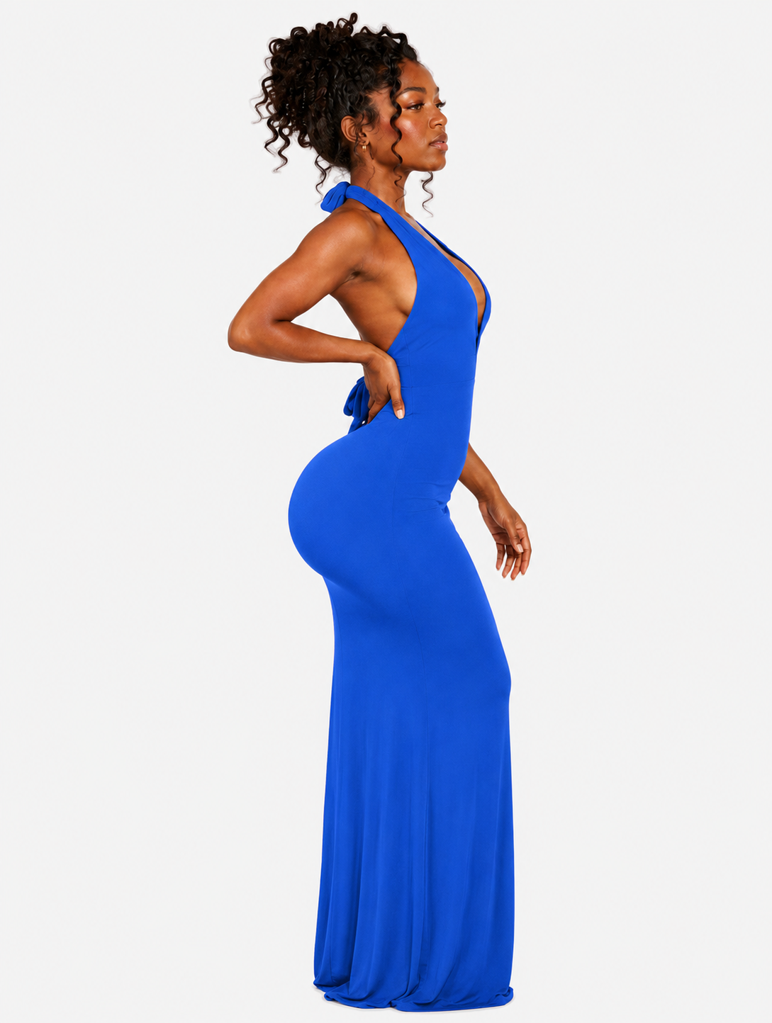 Sultry Plunge Halter Gown